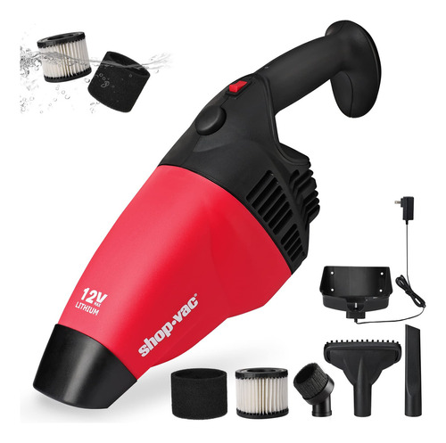 Shop-vac Aspiradora De Mano Inalámbrica, 12 V 85 W Portát. Color Rojo y negro