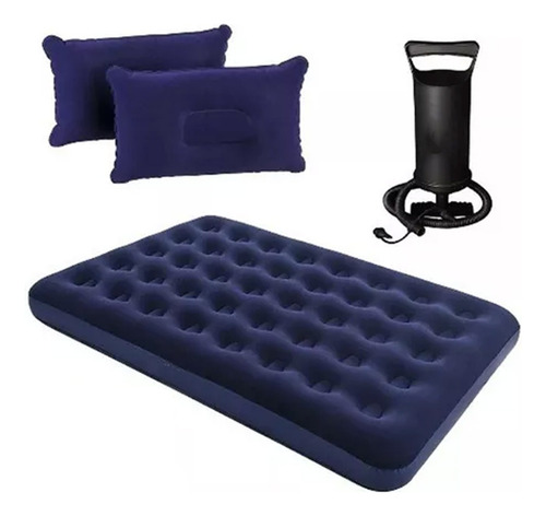 Colchon Inflable Bestway Doble + 2 Almohadas + Bomba Manual 