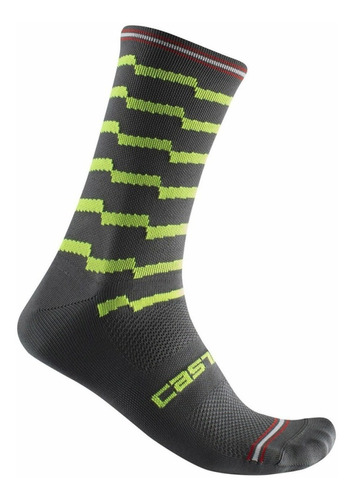 Meia Ciclismo Castelli Unisex - Unlimited 18 Dark Gray/lime