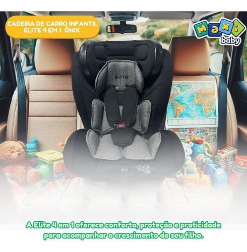 Cadeira de Carro Infantil 0 a 36Kg Elite 4 em 1 - Maxi Baby - Preto/Cinza Ônix