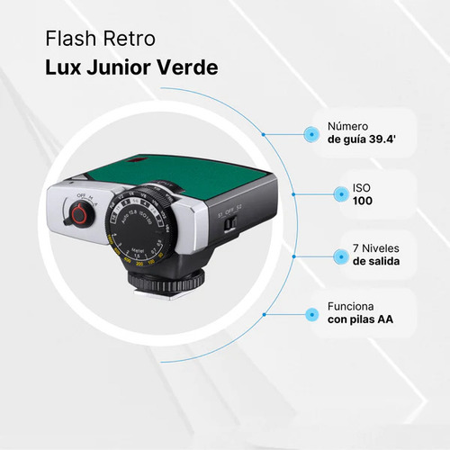 Flash Retro Godox Lux Junior Para Cámaras Verde