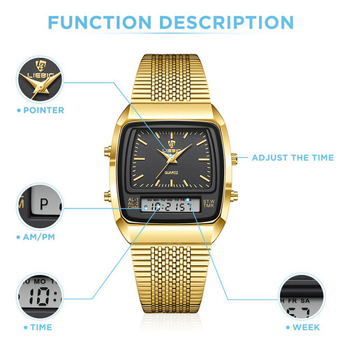 Reloj Liebig Digita Digital De Cuarzo Con Brazalete De Acero