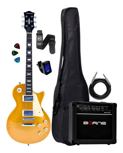 Kit Guitarra Gold Lps230 Gd Capa Cubo + Acessorios Completa 