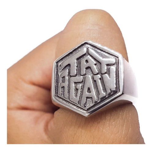 Anillo Hombre Gym Fit No Limits Try Again Acero Inox  