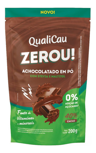 Achocolatado Em Pó Zero Açúcar 40% Cacau 200g