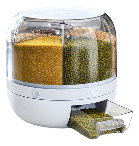 Dispenser De Alimentos E Grãos Giratório Com 6 Divisões