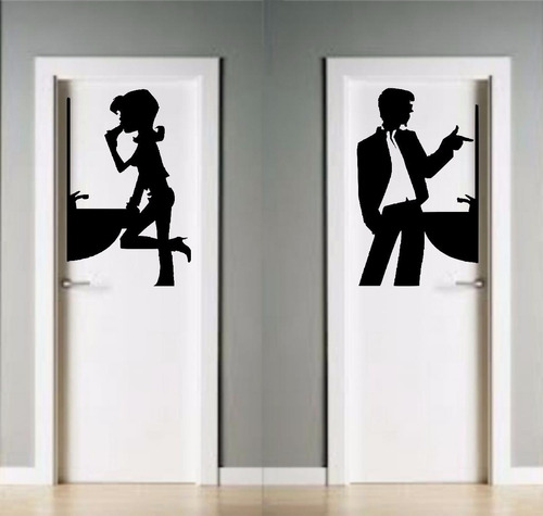 Vinilo Decorativo Baño Hombre Mujer Estilo Wc 