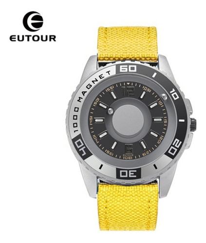 Relojes De Cuarzo Magnéticos Analógicos Simples Eutour Color De La Correa Amarillo/plata