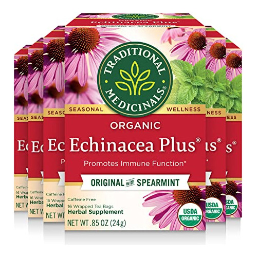 Té Echinacea Plus, Inmune Fuerte, 96 Bolsitas (6 Paquetes)
