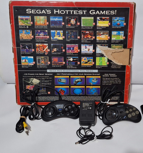 Sega Genesis . Años 90 . En Caja . 2 Joys 9 Cartuchos Etc Negro (Usado)