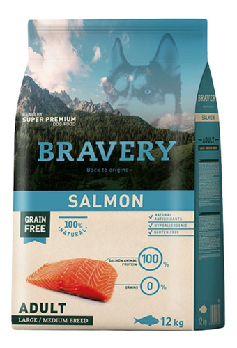 Bravery Salmón Adulto Raza Mediana/grande 12 Kg