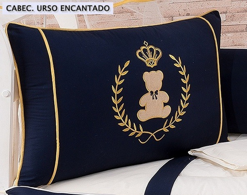 Imagem 2 de 5 de Kit Berço Menino Azul Marinho 10 Pçs + Cortina + Saia Brinde