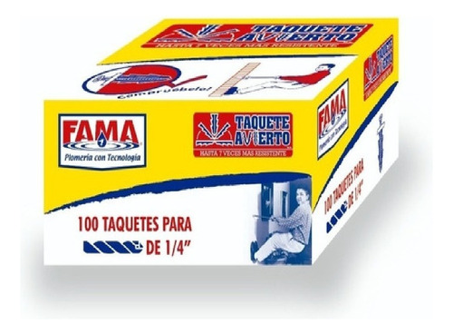 Taquete Avierto Plastico 1/4  Con 100 Piezas 