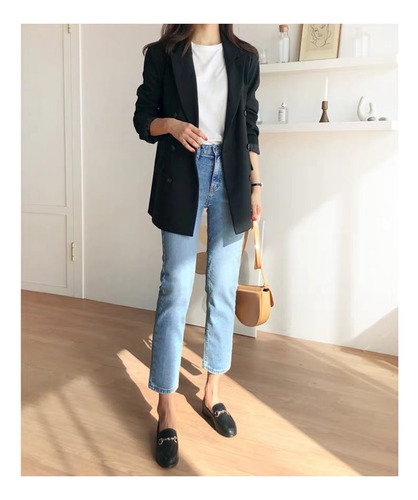 Vaqueros De Pierna Recta Leggins Ajustados De Tiro Alto