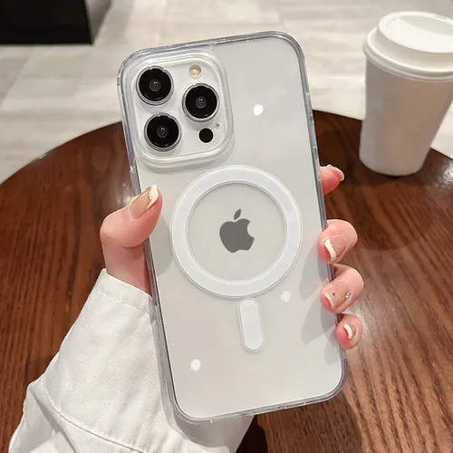 For Magesafe Magnetic Transparent Wireless Charge Case For iPhone 11 12 13 14 15 16 Pro Max Plus Mini X 7 8 Shockproof