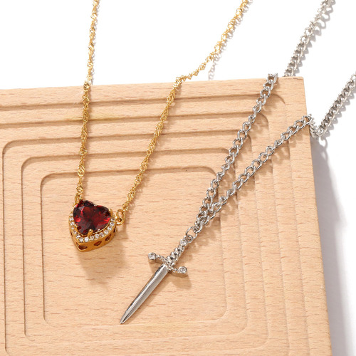Collares De Espada Y Corazón Para Mujer Amistad San Valentín