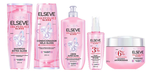 Kit Elseve Glycolic 200ml Sh+cond+creme Pent+creme Tr+serum