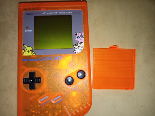 Gameboy Clásico Con Carcasa Transp Naranja Custom De Pokemon