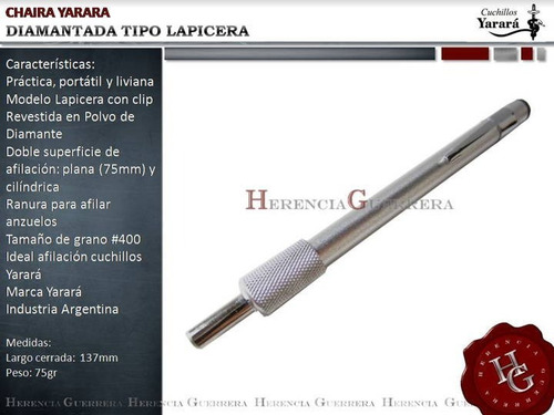 Imagen 2 de 7 de Chaira Yarara diamantada Tipo Lapicera Ideal Cuchillo Yarara