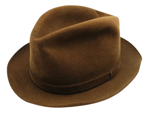 Sombrero Antiguo De Paño Super Beaver Grattarola Hnos - Moda Marrón Claro M Lisa (Usado)