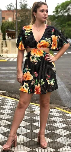 Farm Vestido Curto Floral Elisa Frete gr tis