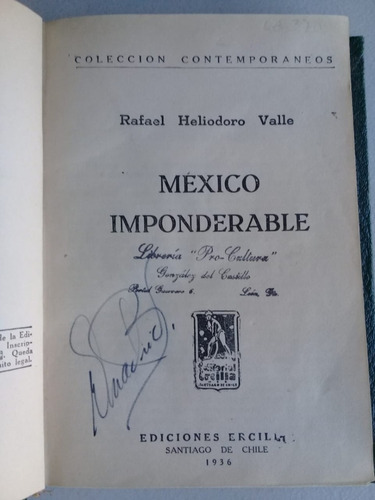 México Imponderable Rafael Heliodoro V.  (libro De 1936)