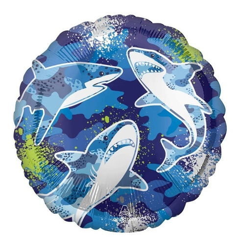 4 Globos Tiburon Azul Met 18 Fiesta Animales Mar Decoracion