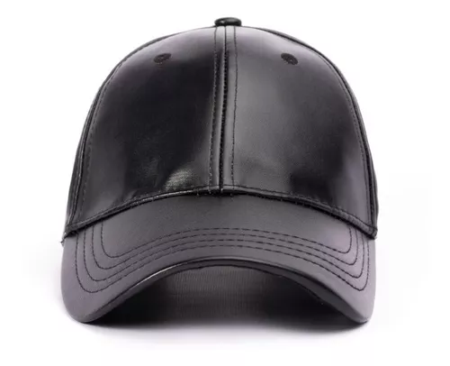 Gorra Negra Eco Cuero Mujer Engomada Gorro Sombrero Moda