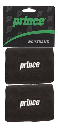 Muñequera Prince Negro Logo Blanco Tenis Padel Squash