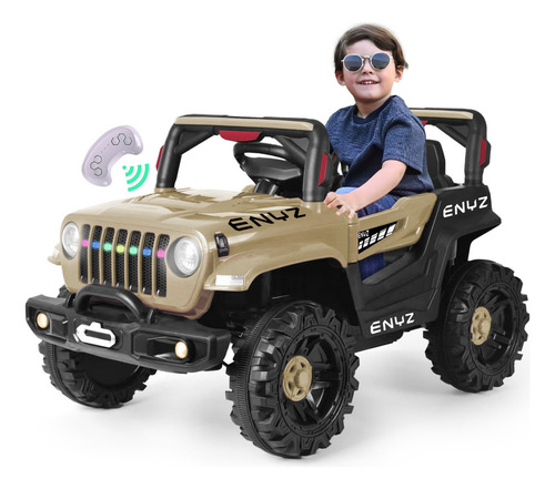 Montable Eléctrico Control Remoto Jeep Buggy Con Luces Bcx-6 Color Café Leon