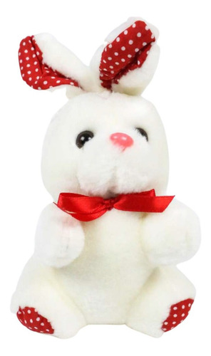 Tierno Suave Peluche Conejo Redvibes 17 Cm Blanco Rojo