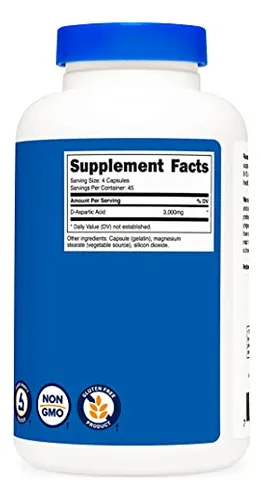 Suplemento Nutricost De Ácido D-aspártico (daa) 3000 Mg 180