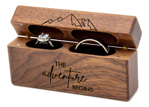 Caja De Anillo De Madera The Adventure Begins 2 Anillos...