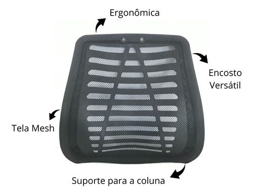 Conjunto Assento E Encosto C/ Tela Mesh Ergonômico Preto