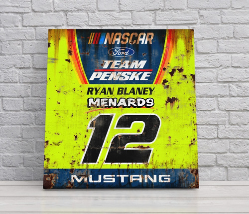 Carteles Ryan Blaney Ford Mustang Nascar 30x30 Cm