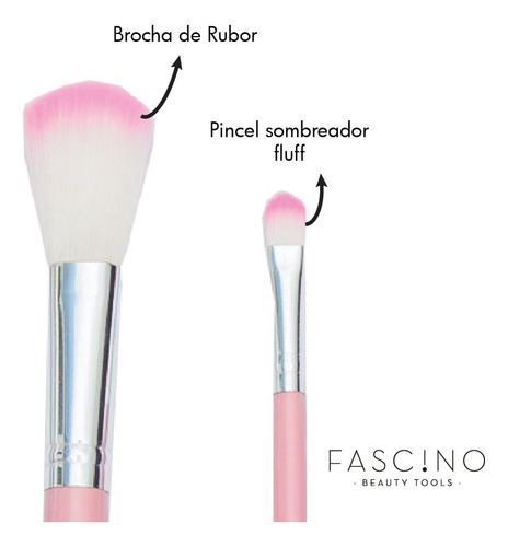 Imagen 5 de 9 de Set 7 Brochas Y Pinceles Make Up Crueltyfree+neceser Fascino