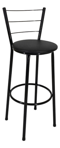 Jogo Mesa Bistro Luxo 3 Banqueta Alta Aço Bar Cozinha Cor Preto Desenho Do Tecido Das Cadeiras Liso