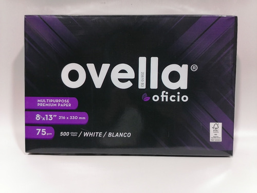 Resma Oficio Marca Ovella 3 Unidades X 500 Hojas Blancas 75g