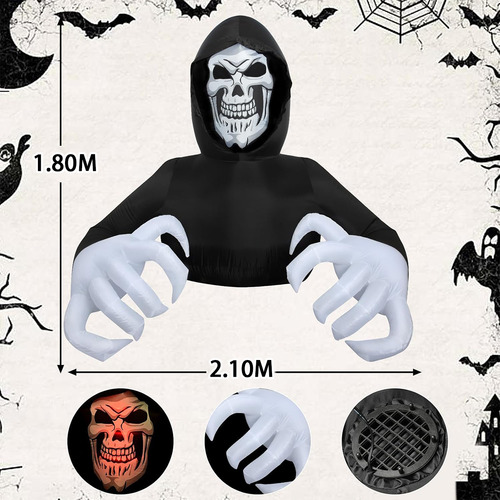 210cm Fantasma Terror Inflable De Decoración De Halloween