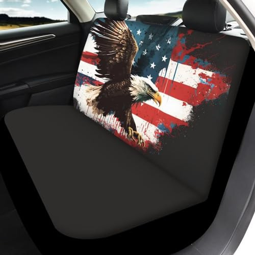 Zfrxign American Flag Bald Eagle Car Seat Cover Backseat Rea