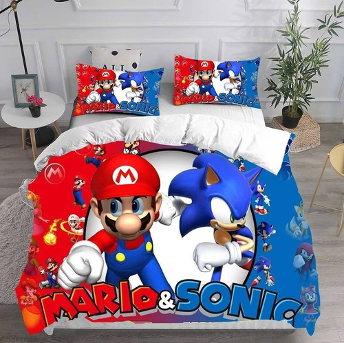 Juego De Fundas Nórdicas For Cama Doble Mario & Sonic .