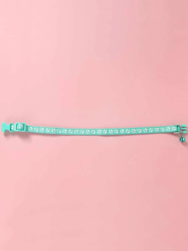 Collar Para Perro O Gato Regulable Con Diseño De Garritas Color Verde/agua Tamaño Del Collar Small