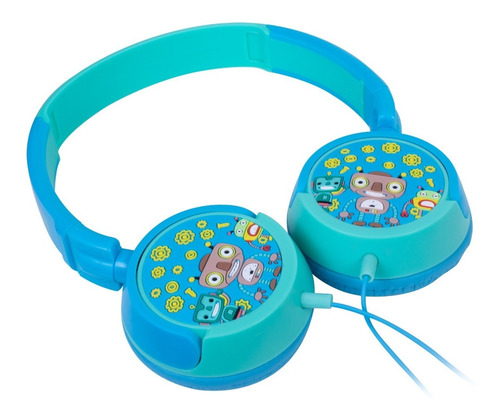 Imagem 9 de 9 de Kit Fone De Ouvido Infantil Unicórnio Rosa + Robôs Azul Oex