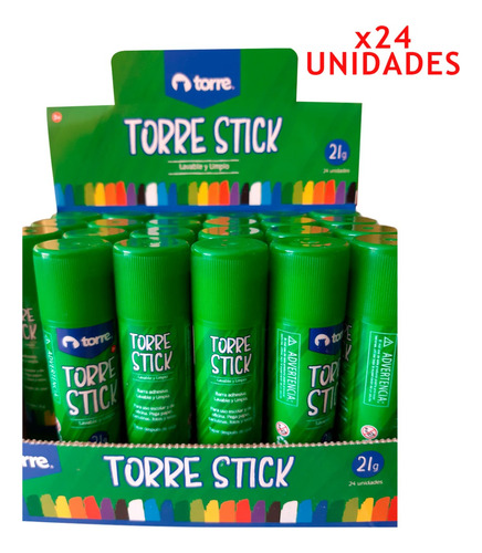 Pegamento Stick En Barra 21g Marca Torre Pack De 24 Unidades