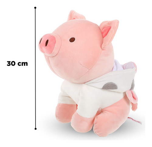 Miniso Peluche Cerdito Sentado Con Capucha De Vaca 27.9x21.2