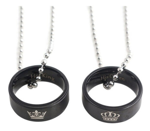 Collar Amor Novios Aro Bff Queen King Doble Dije Combo 2x1