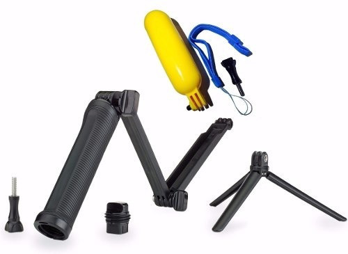 Bastão Dobrável 3 Way + Boia Gopro Hero 4 5 6 7 Black Sjcam