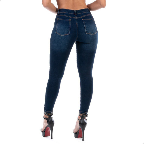 Imagen 4 de 8 de Pantalón Jeans Mezclilla Stretch Dama Con Botones Al Frente