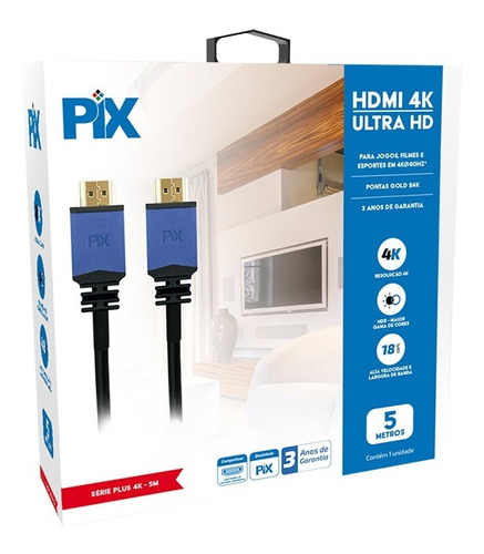 Cabo Hdmi Premium 2.0 4k Hdr 19p 5 Metros C/filtro  018-0520