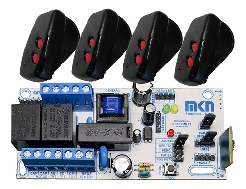 Central Eletr. Lgt-st Mkn + 4 Controles Para Motor Portão